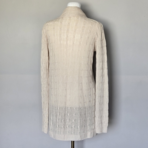 Ralph Lauren Black Label 100% Linen Cable Knit Shawl Collar Cardigan Sweater - Picture 2 of 13